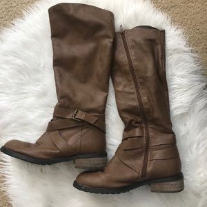 Brown faux leather calf boots size 5.5